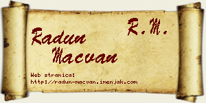 Radun Mačvan vizit kartica